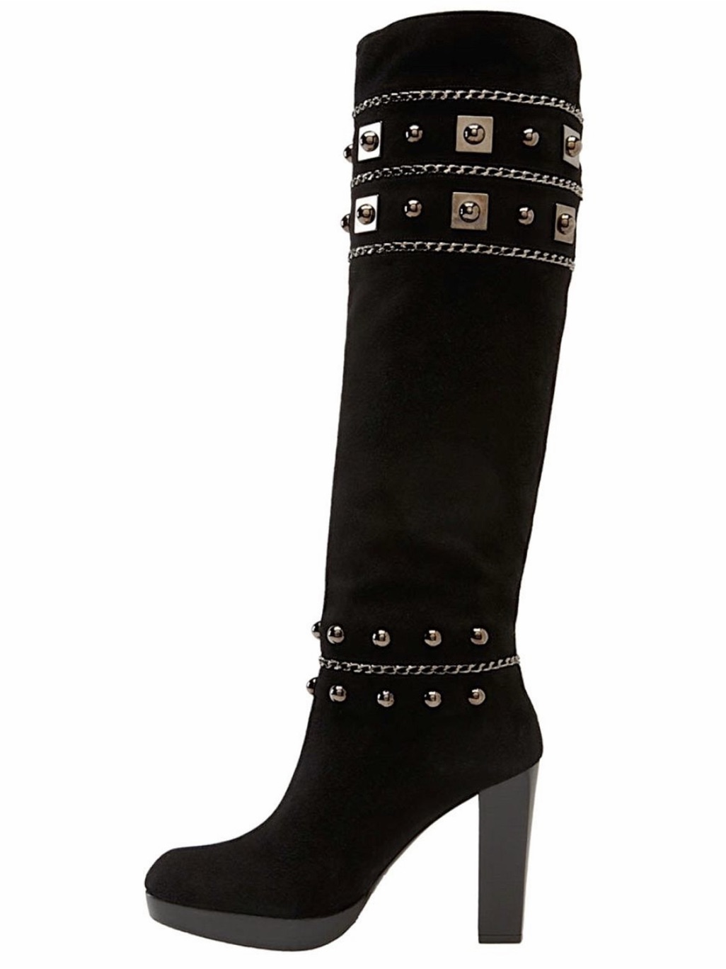 Stuart Weitzman Studded Black Knee-High Platform Boot